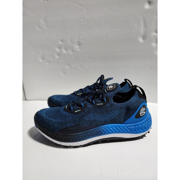 Under Armour UA Charged Curry Spikeless Golf Shoes Sz 9.5 Blue/Black 3025072-001 main image 5